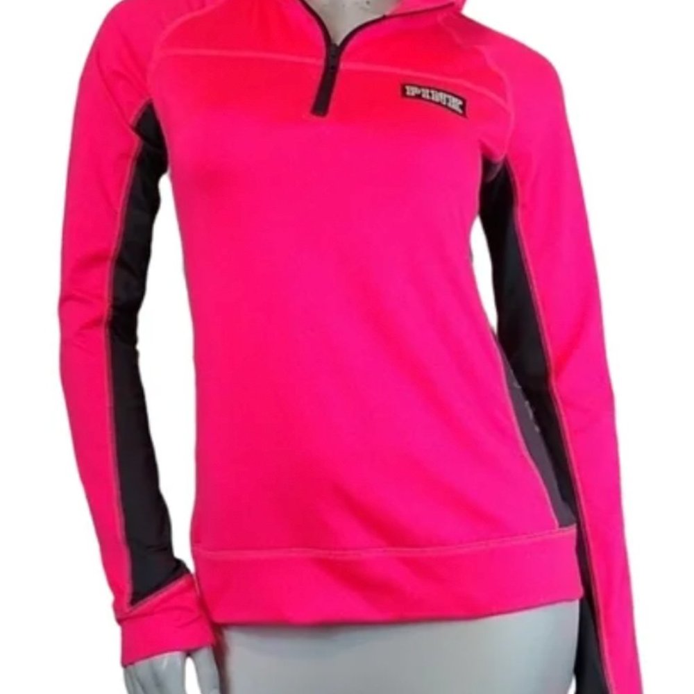 Pink Victoria's Secret Ultimate Activewear Pink & Black Quarter Zip Long Sleeve